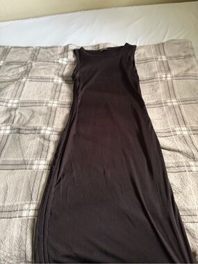 Sleeveless Black Ribbed Maxi Dress